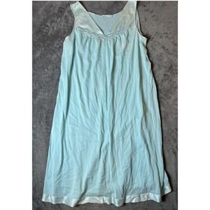 Vintage Vasserette Nightgown M Medium Mint Green Blue Nylon Satin‎ Lace Retro